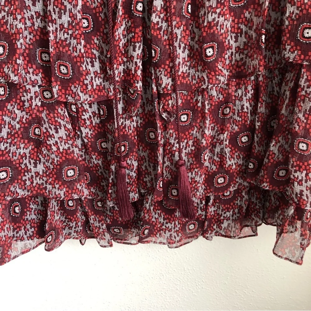 100% Silk Cinq á Sept Jasmine Floral Ruffle Fringe Dress - Picture 10 of 14